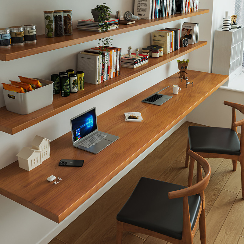 Bedroom Furniture - Nordic Solid Wood Desk with Bookshelf