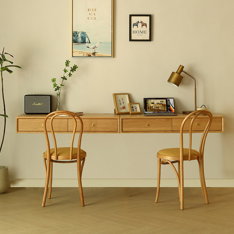 Bedroom Furniture - Nordic Designer Floating Desk Solid Wood