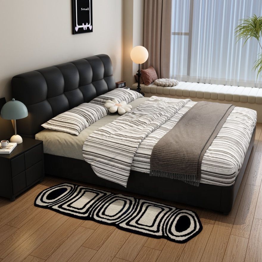 #Black Tufted Leather Storage  - King Size Bed Frame With Storage Drawers review and price