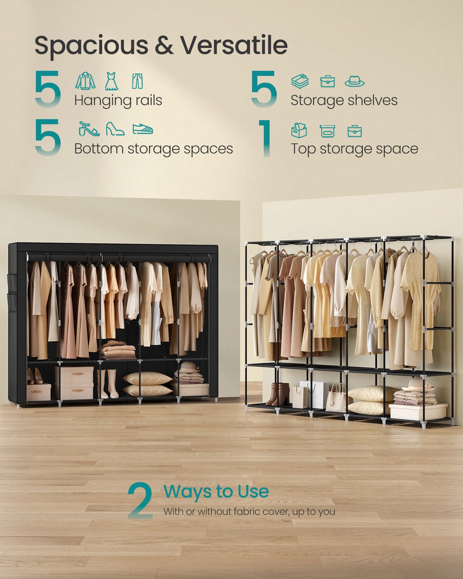 83 Inch Extra Large Portable C - Wardrobe Closet Portable Fabric Cover review and price