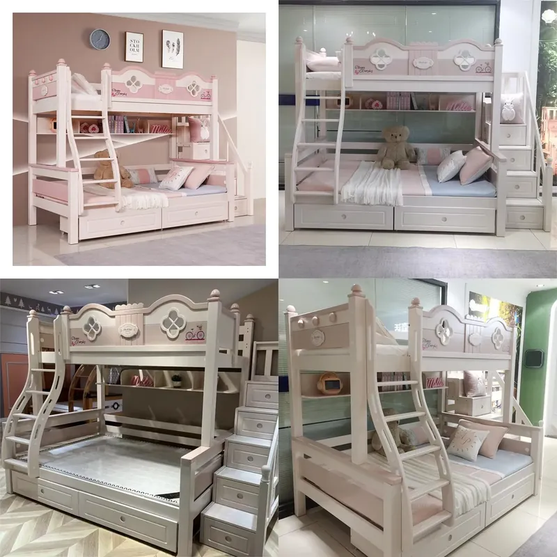 Modern Luxury Princess Kids Bu - Bunk Bed With Stairs And Slide review and price