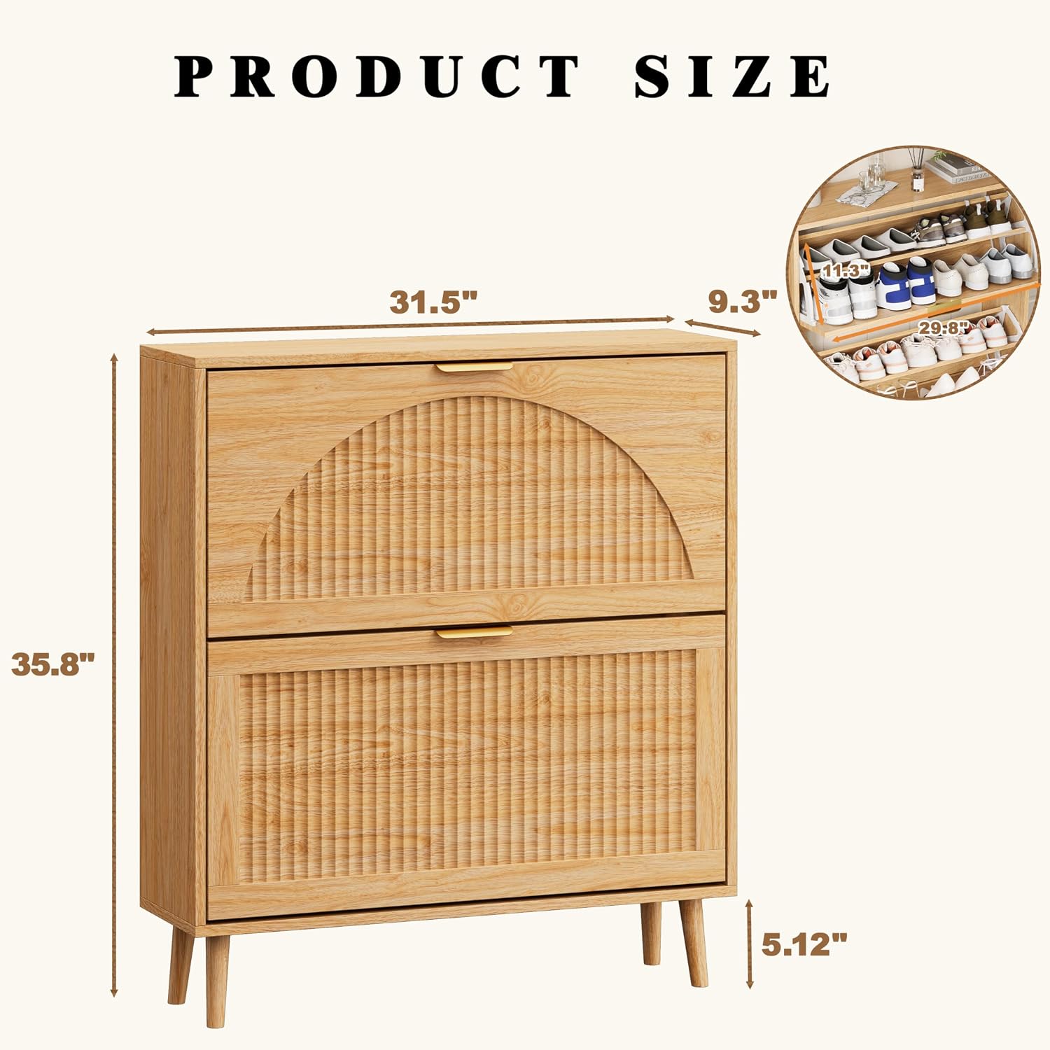 Wood Shoe Cabinet 2 Flip Drawe - Shoe Rack Cabinet Narrow Entryway review and price