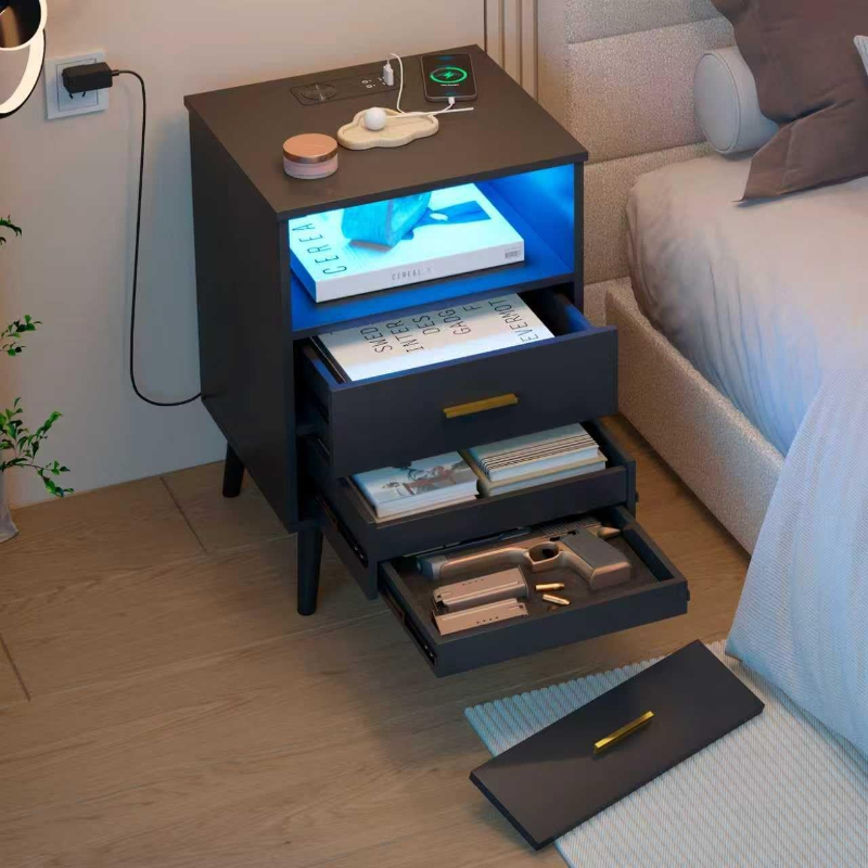 Night Stand with Drawer Chargi - Solid Wood Nightstand 2 Drawers review and price