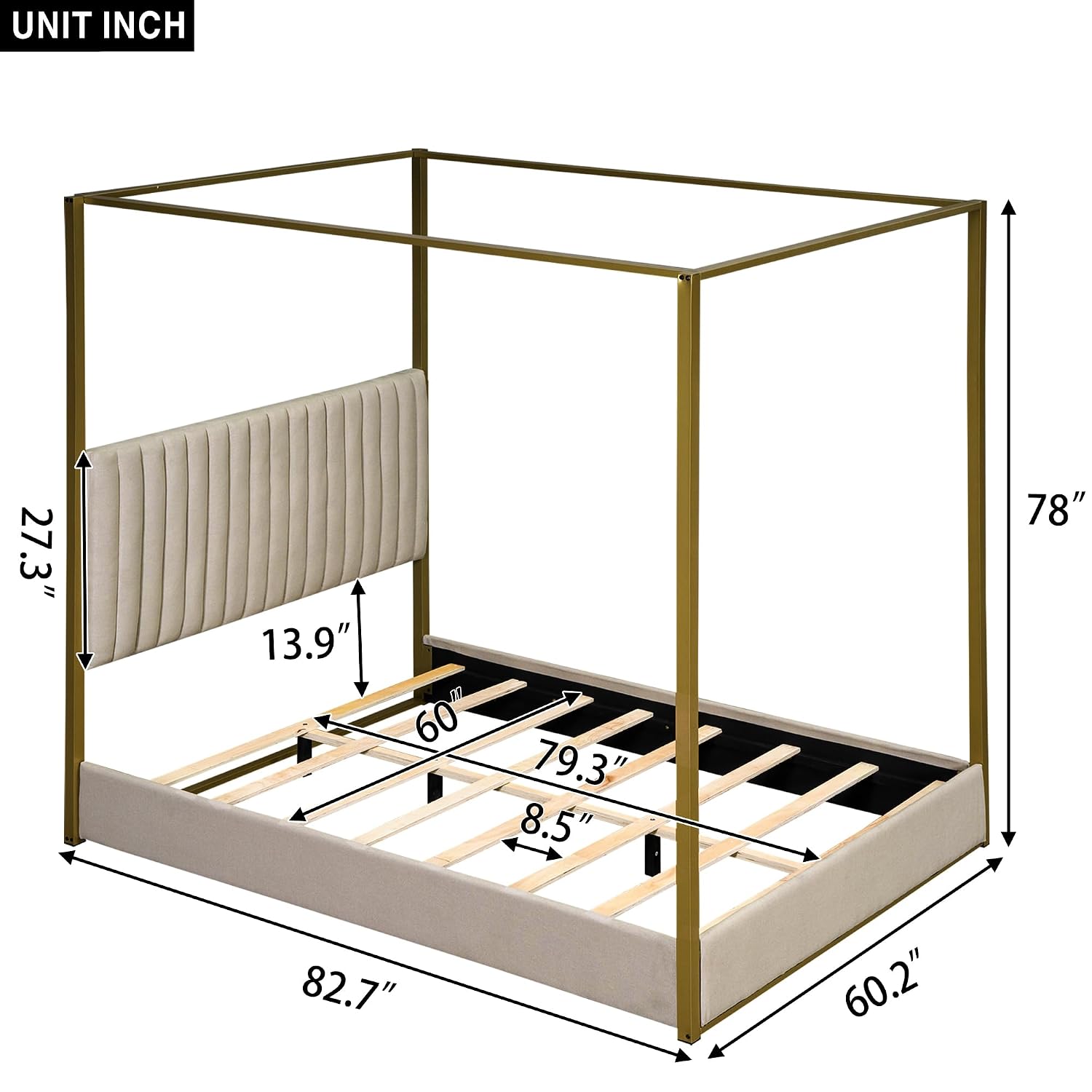 Modern 4-Poster Canopy Bed Que - Canopy Bed Frame Metal Queen review and price