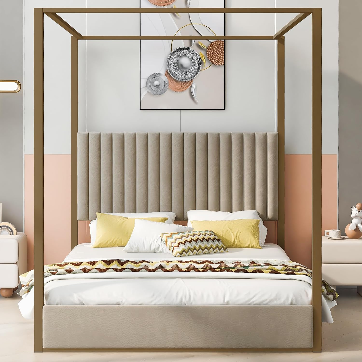 Modern 4-Poster Canopy Bed Que - Canopy Bed Frame Metal Queen review and price