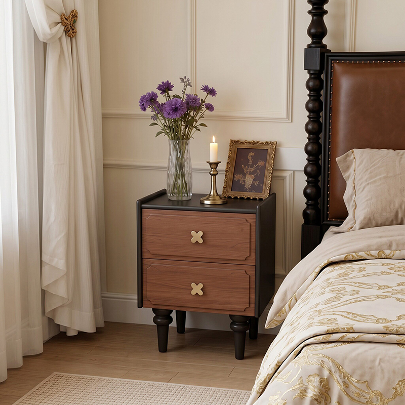 Home Furniture Solid Wood Blac - Solid Wood Nightstand 2 Drawers review and price