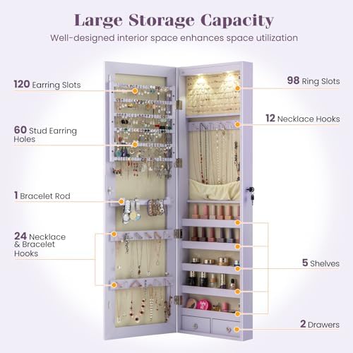 Wall or Door Mounted Jewelry A - Full Length Mirror Jewelry Armoire review and price