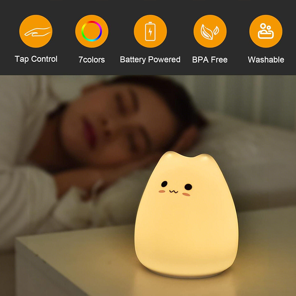 Cute Cat Night Light RGB Color - Floating Nightstand With Led Light review and price