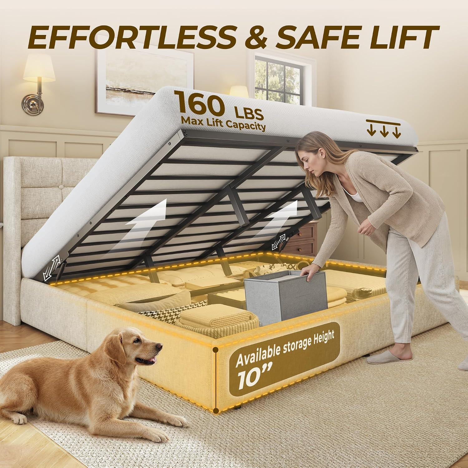 King Size Lift Storage Bed Fra - Gas Lift Storage Bed Hydraulic review and price