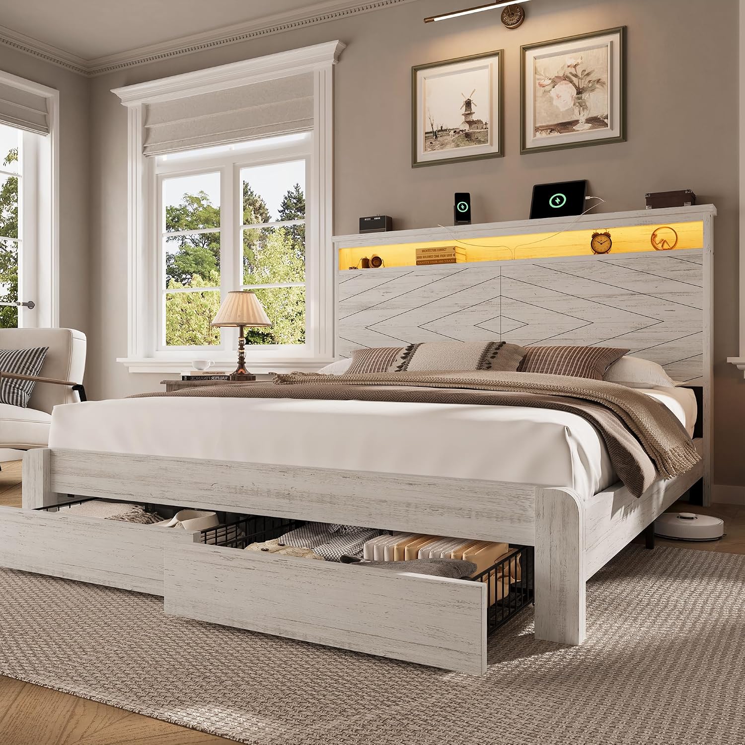 King Size Wooden Platform Bed  - King Size Bed Frame With Storage Drawers review and price