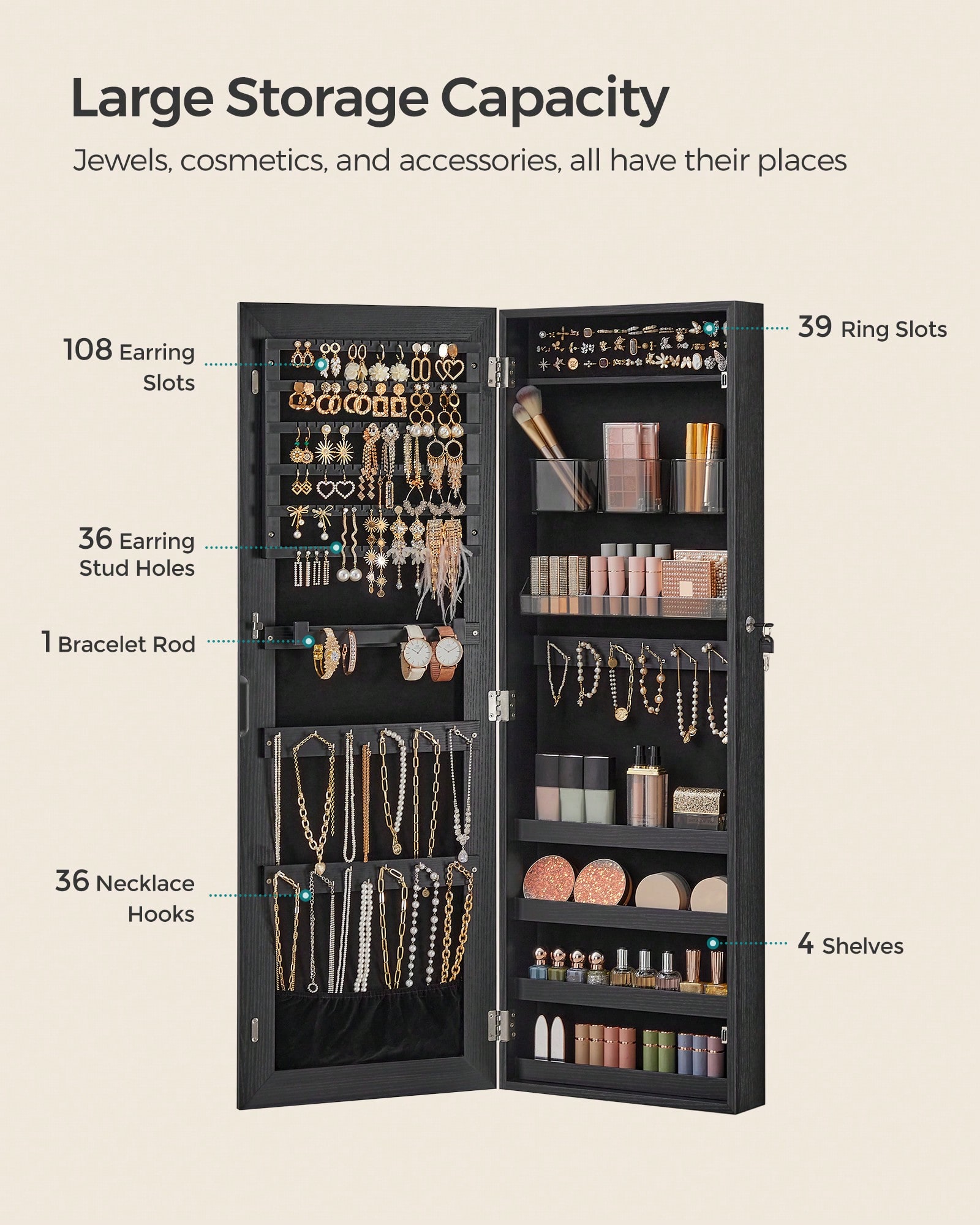 Wall Mounted Jewelry Cabinet w - Full Length Mirror Jewelry Armoire review and price