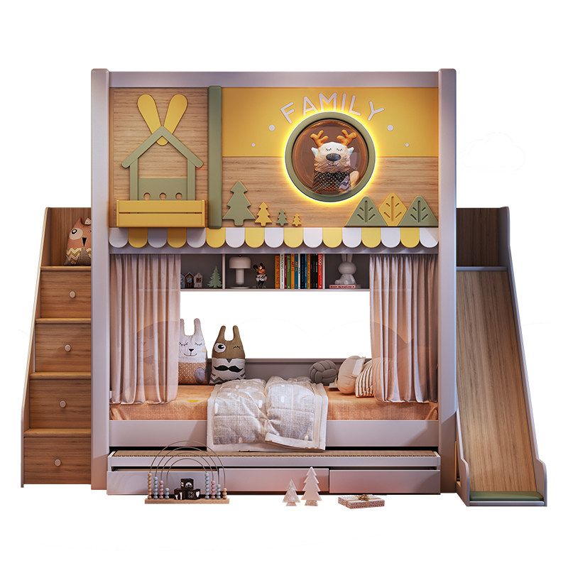 *Modern Forest Theme Kids Bunk - Bunk Bed With Stairs And Slide review and price