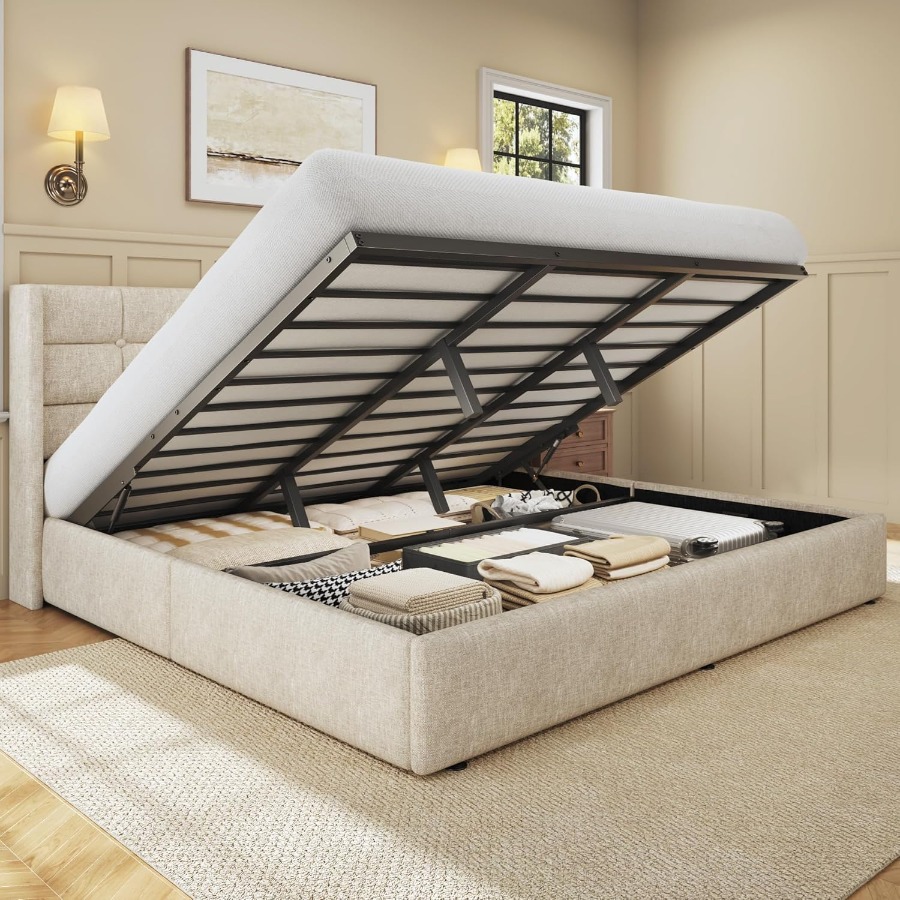 Size Lift Up Storage Bed Frame - Gas Lift Storage Bed Hydraulic review and price