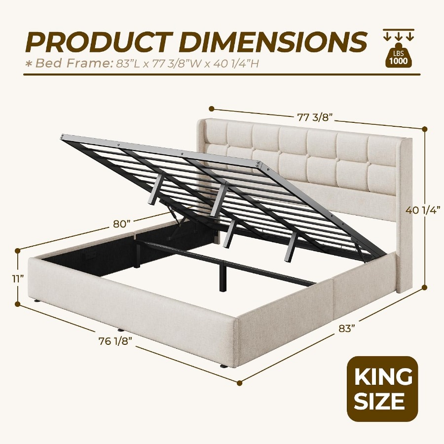 Size Lift Up Storage Bed Frame - Gas Lift Storage Bed Hydraulic review and price
